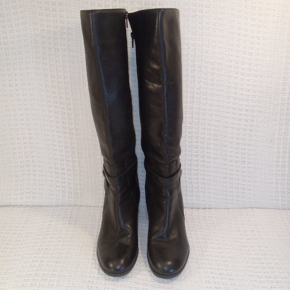 Marc Fisher Kessler Knee High Tall Black Leather Womens Boots Size 10 M Side Zip - Picture 3 of 12